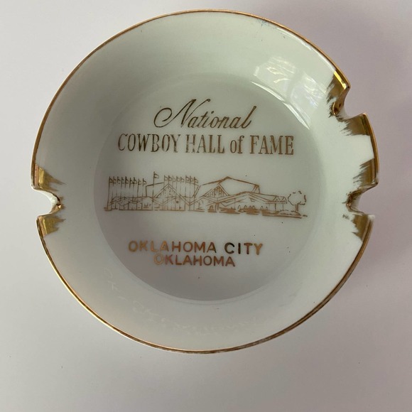 Ashtray National Cowboy Hall of Fame Oklahoma 22 Karat Gold Parksmith Corp VTG - Picture 2 of 8